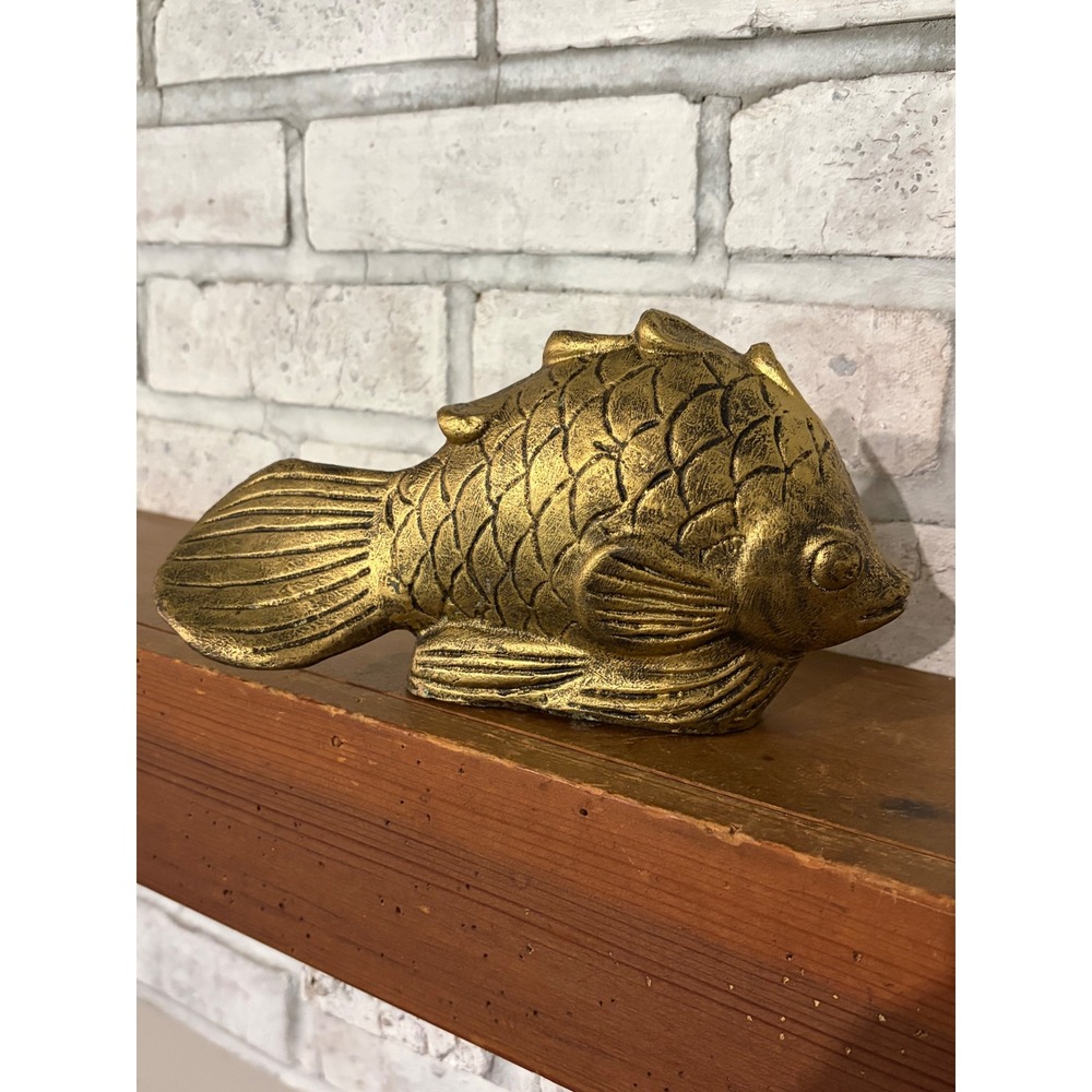 Vintage Bronze Gilded Koi Fish Figurine